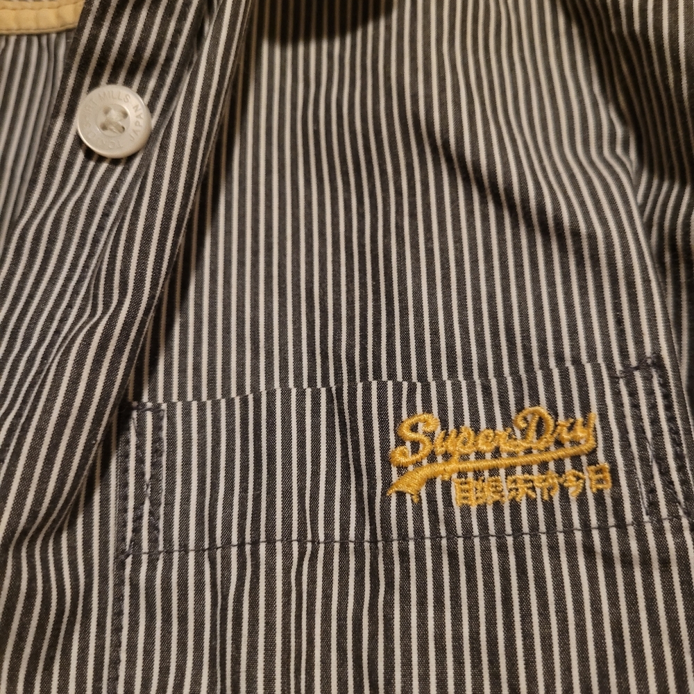 SUPERDRY Superior Quality Cotton Shirt - Navy w/White Stripe - Picture 5 of 10